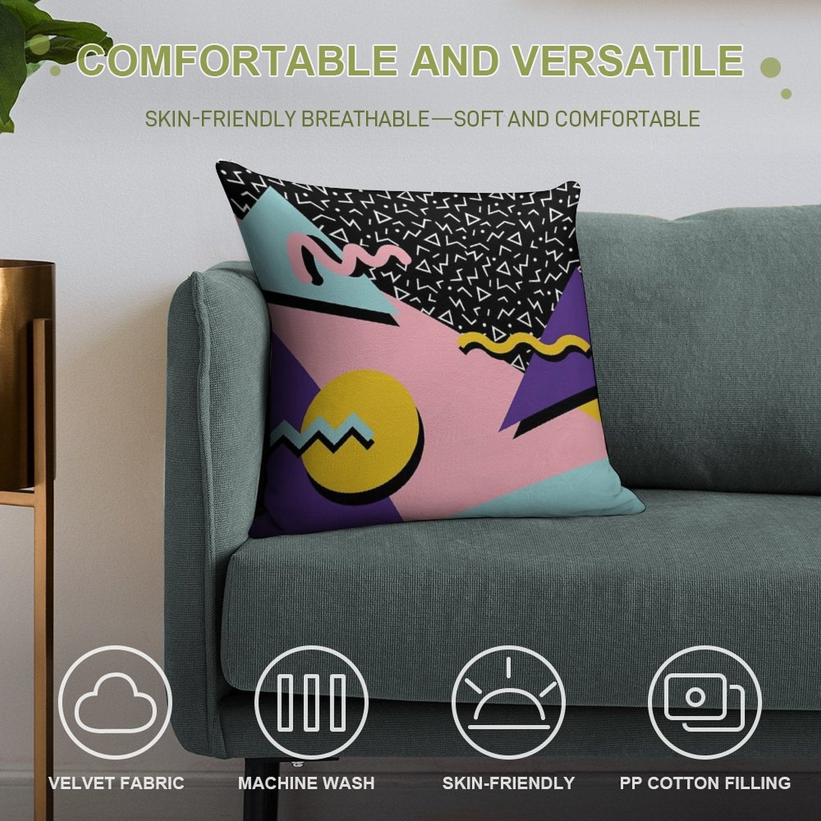 Memphis Pattern 20 - Retro 90s  80s Soft Durable Construction Throw Pillow