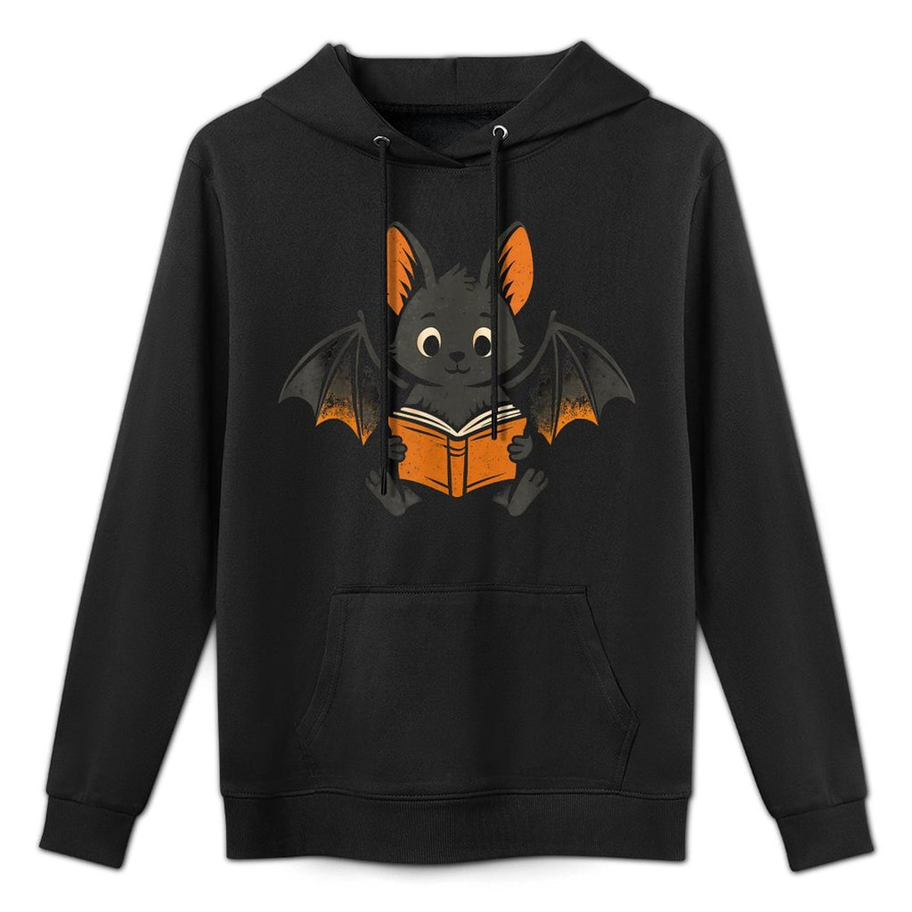 Bat Reading Book Adjustable Hood Hoodie