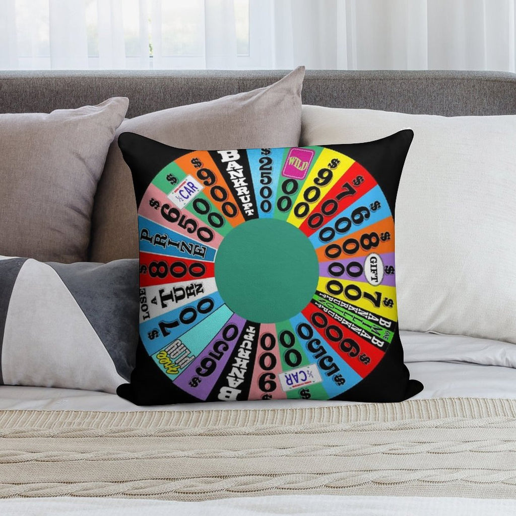 Wheel with Prizes, $ Amounts Soft Decorative Cover Throw Pillow