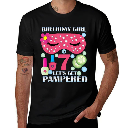 Spa Birthday Party Themed Birthday Girls Age 7  Heathered Texture T-Shirt