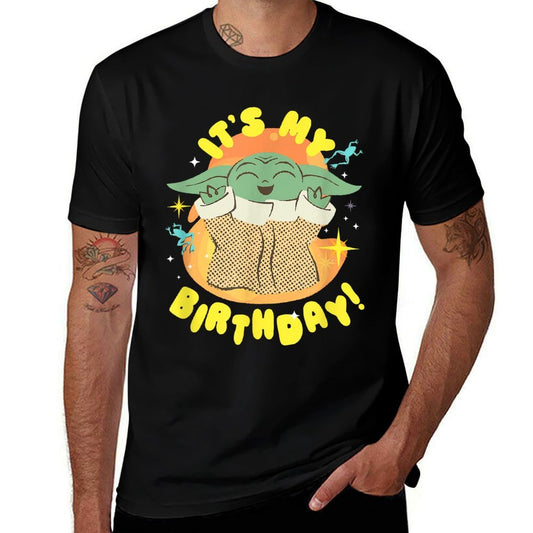 Star Wars Mandalorian Grogu Happy Frogs It’s My Birthday!  Oversized Silhouette T-Shirt