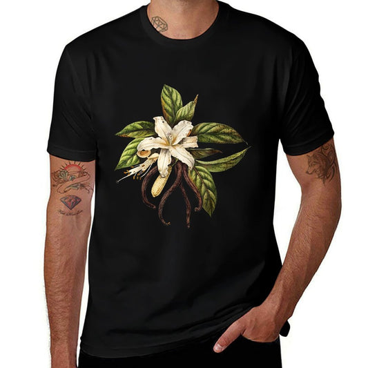 Vintage Flower Vanilla Botanical Spices Garden Nature Lover  Rolled Sleeves T-Shirt