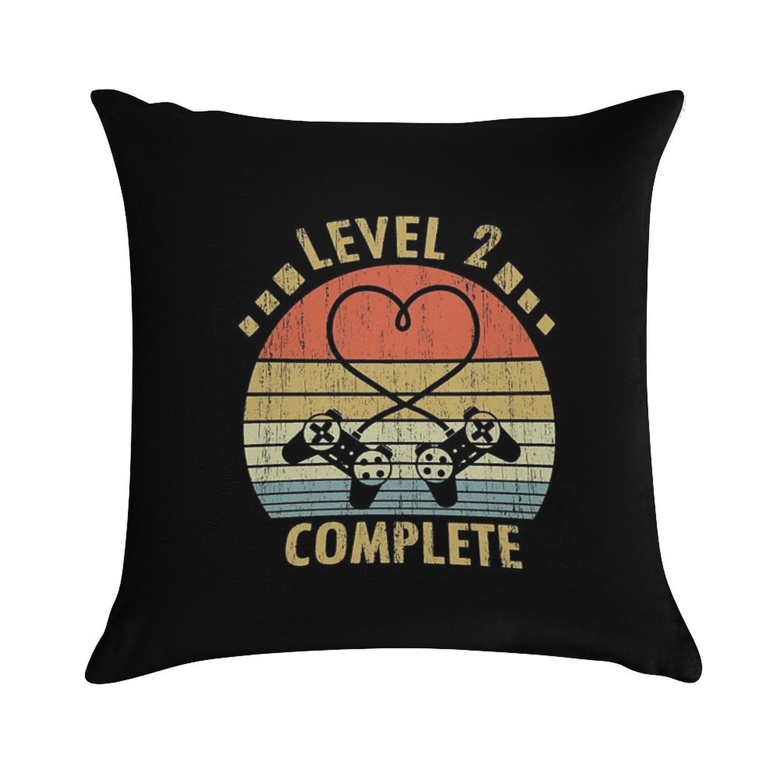 Level 2 Complete - 2nd Wedding Anniversary Gift Video Gamer Soft Ultra-Soft Texture Throw Pillow