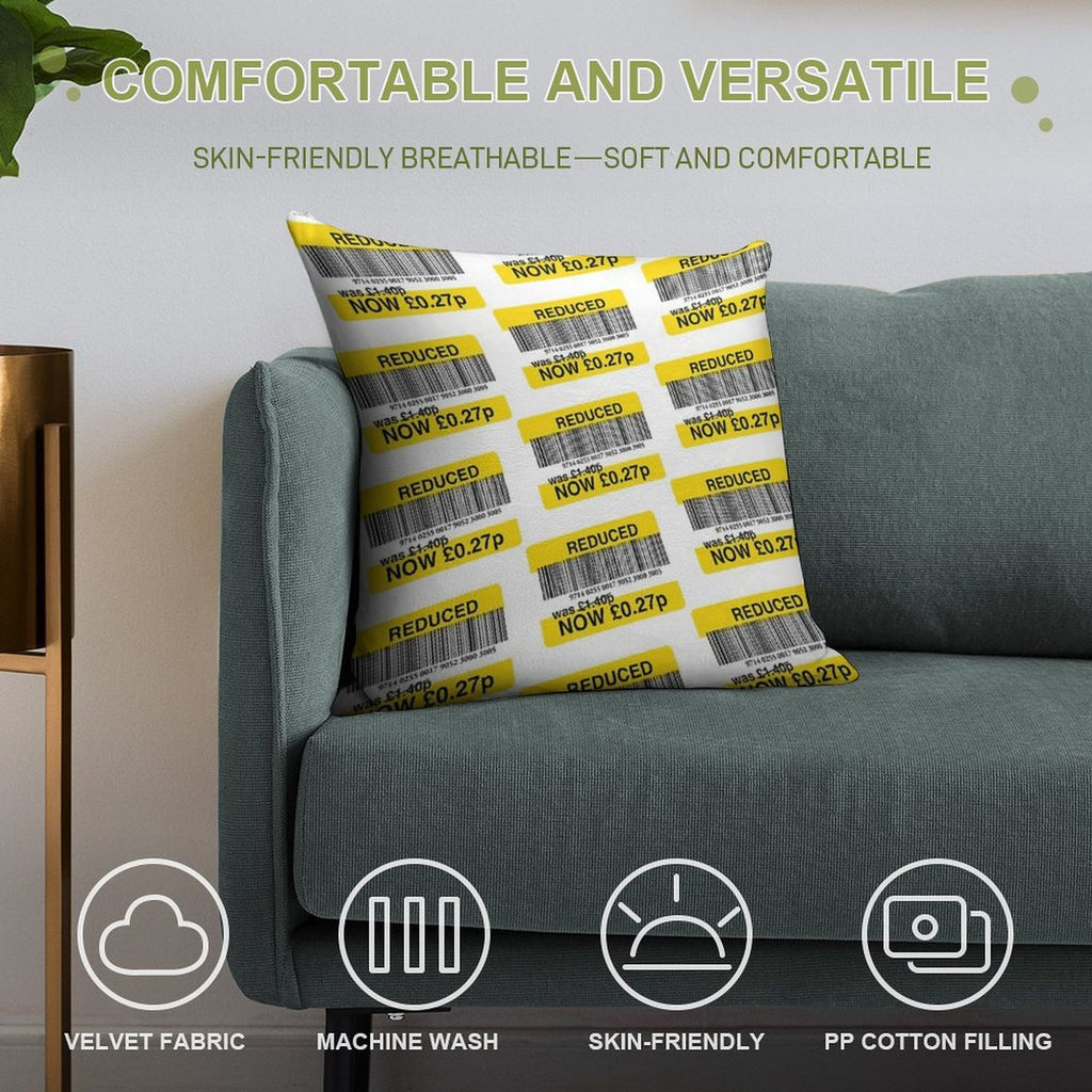 Tesco Reduced Yellow Sticker - Grab A Bargain Soft Decorative Cover Throw Pillow