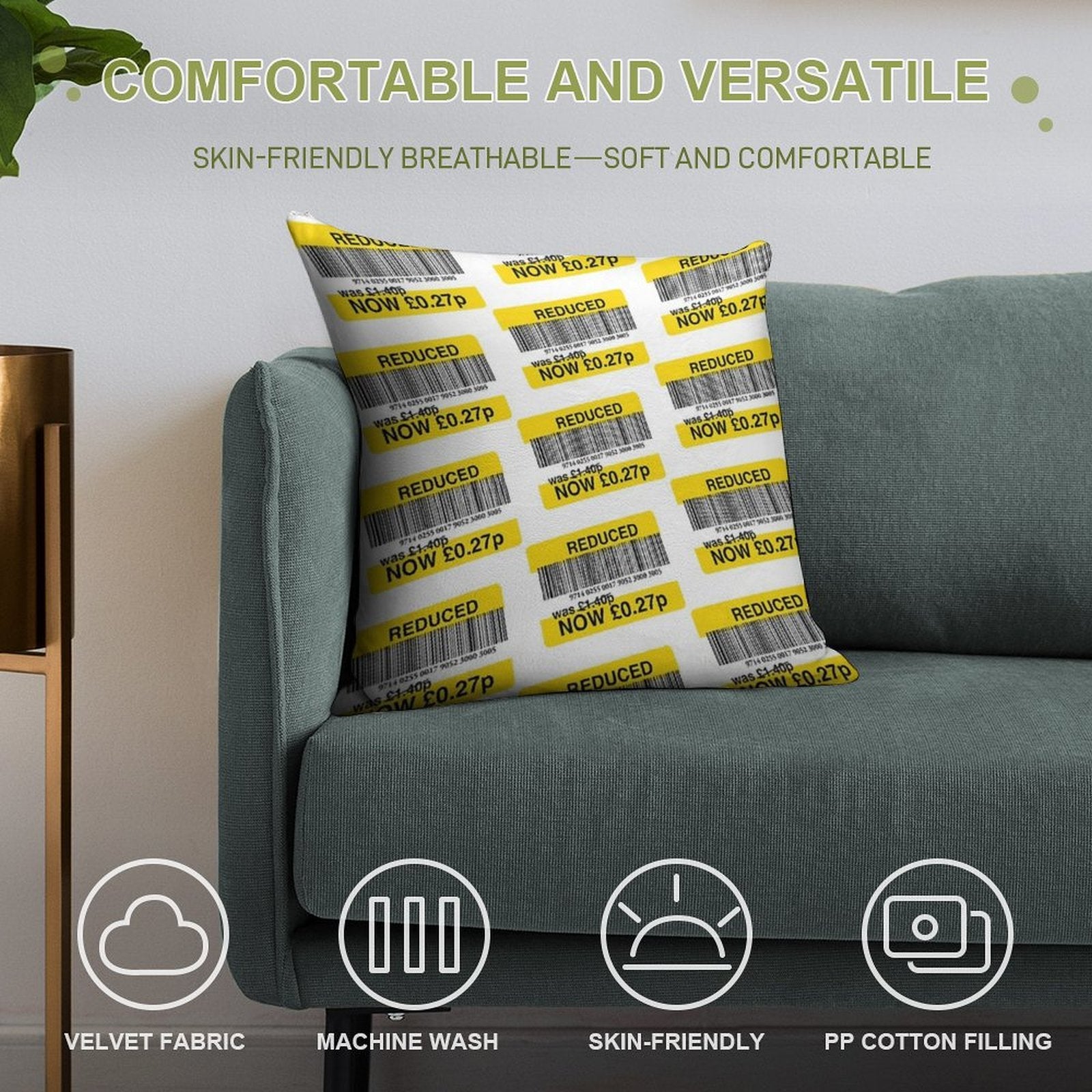 Tesco Reduced Yellow Sticker - Grab A Bargain Soft Decorative Cover Throw Pillow