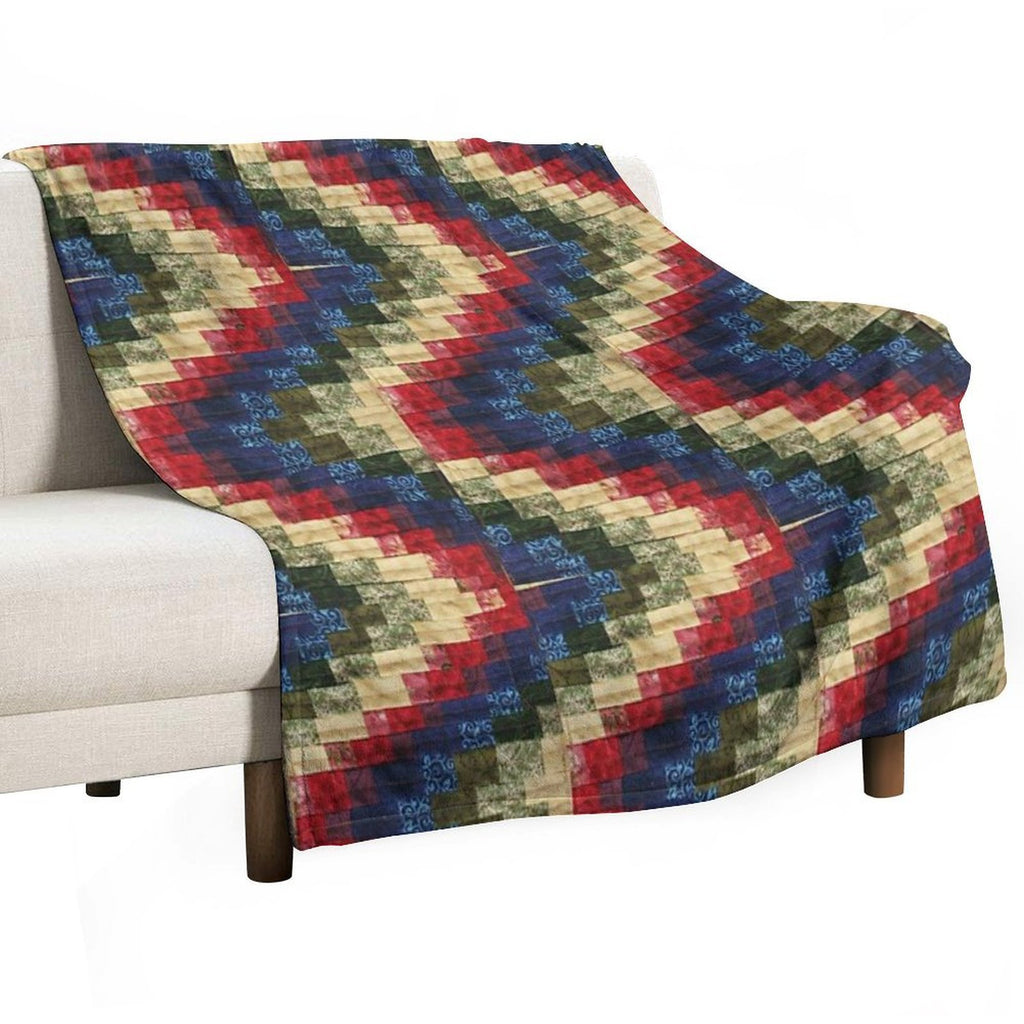 Patchwork Bargello Quilt Block Photo Anti-pilling Throw Blanket