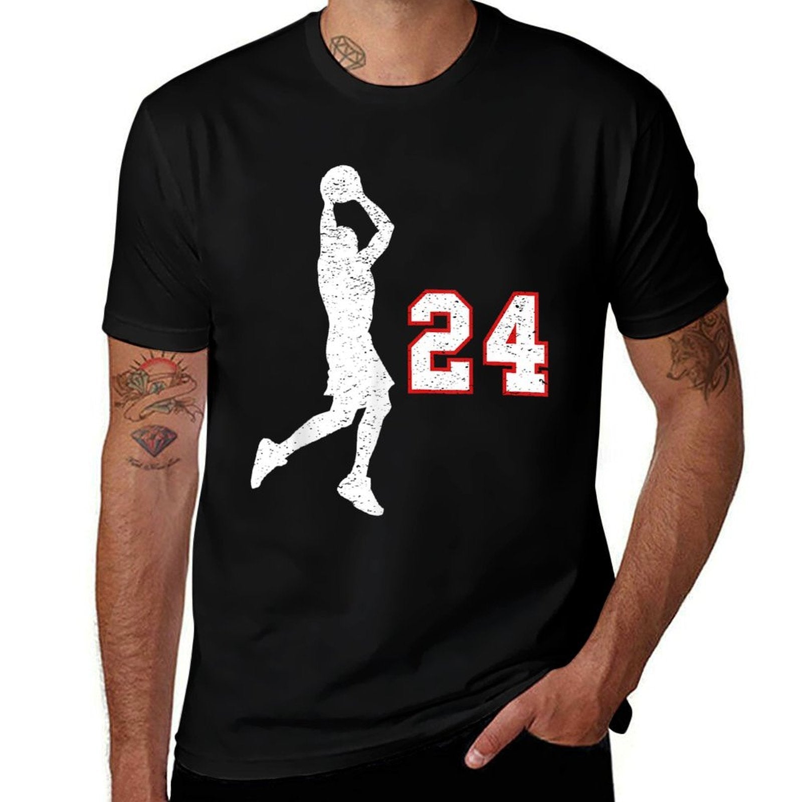 Basketball Player Number 24 for Basketball Fans  Slim-fit Cut T-Shirt