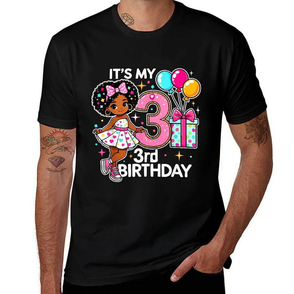 My 3rd Birthday African American Cute Girl Three Year Old  Lightweight T-Shirt