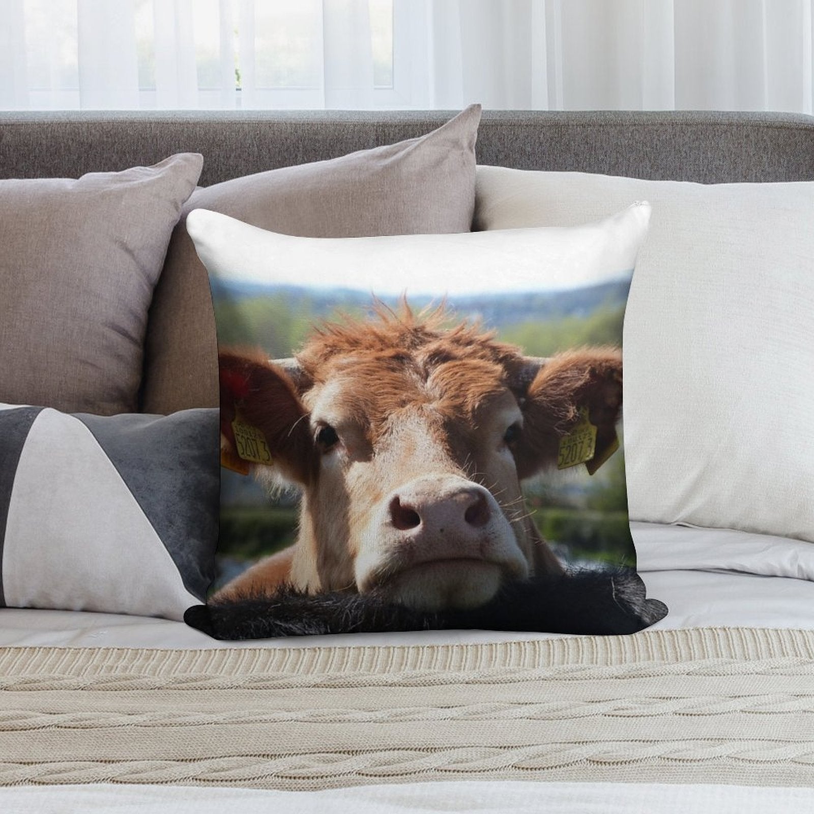 Chin Up, Cow Soft High-Density Material Throw Pillow