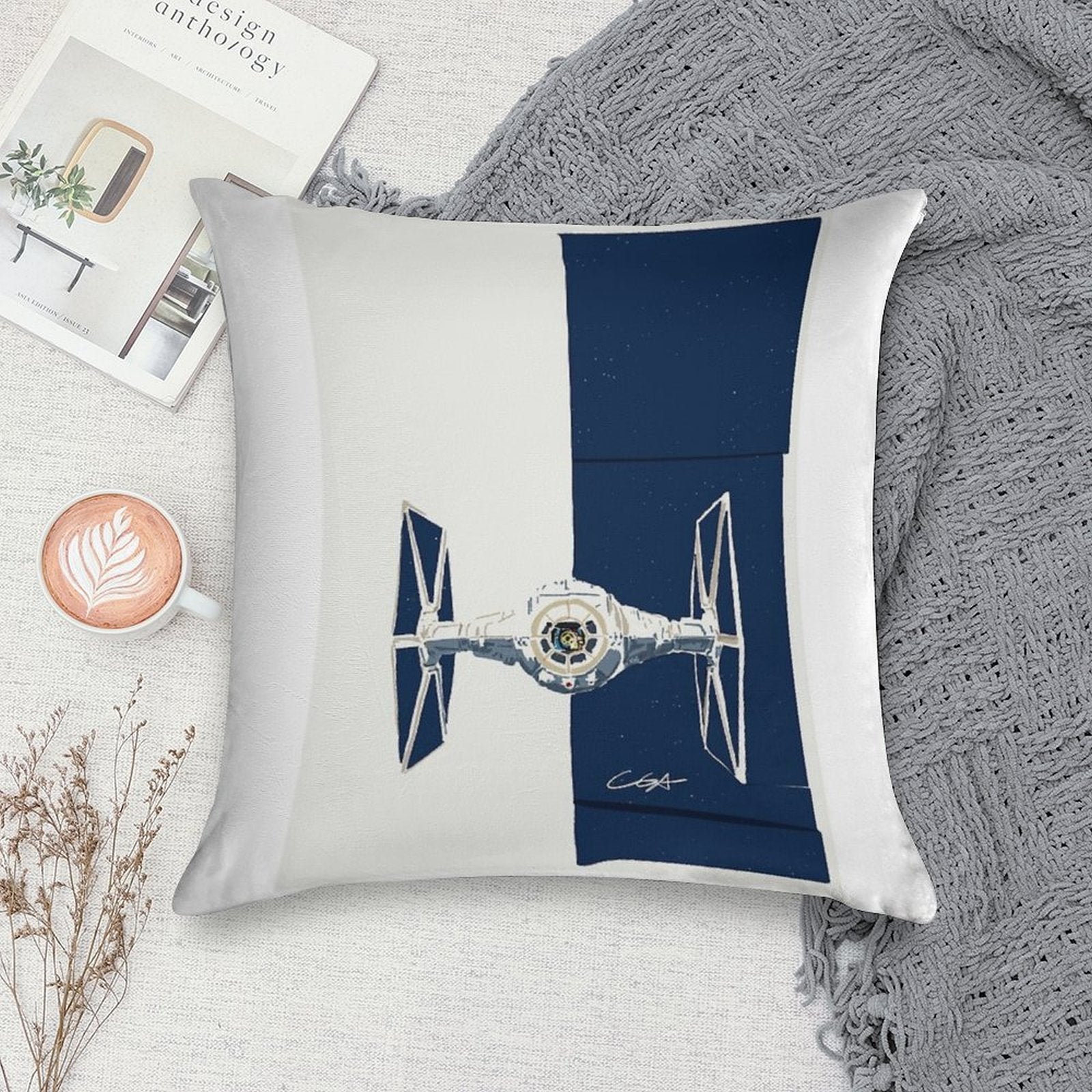 Tie Fighter Soft Hidden Zipper Throw Pillow