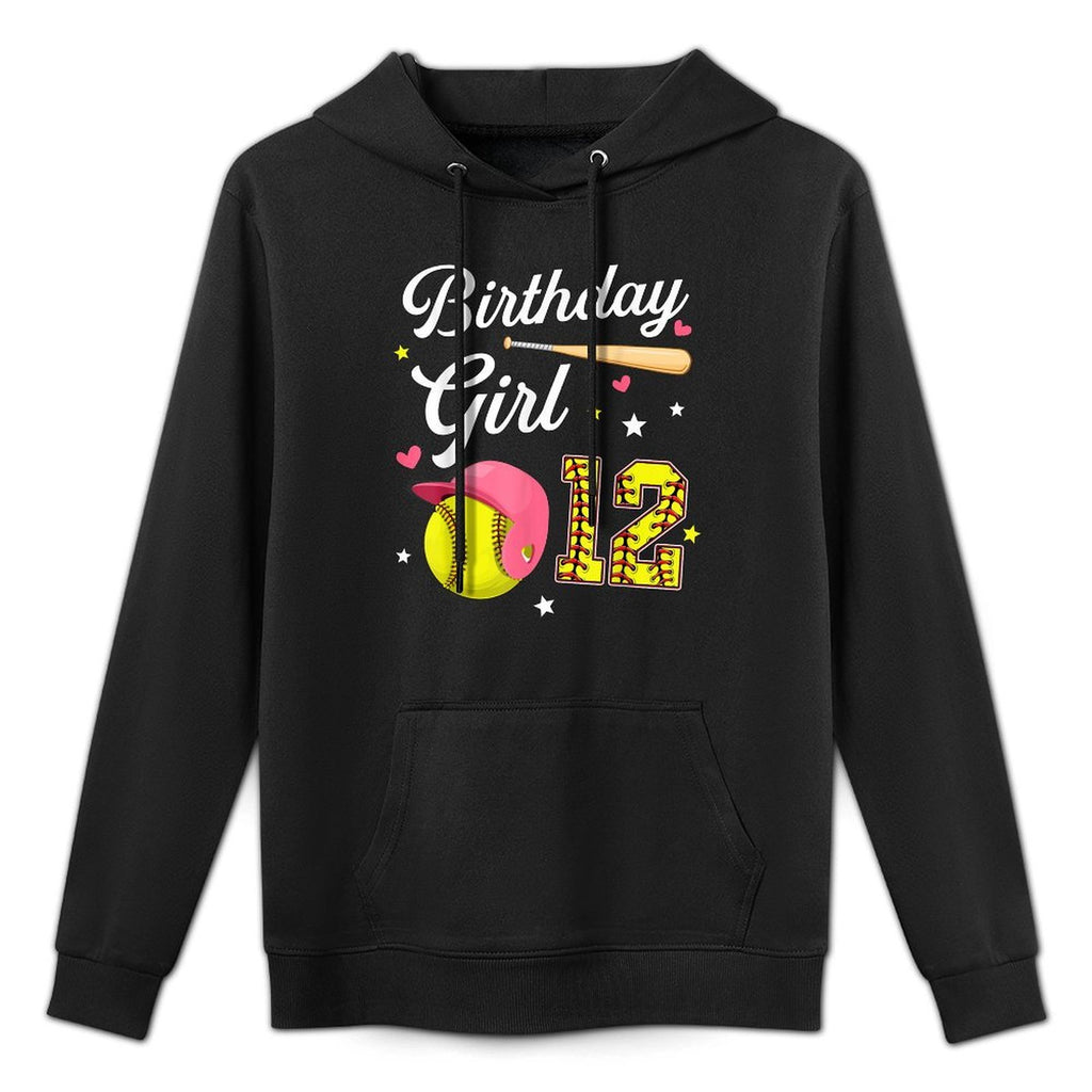 12th Birthday Girl Softball Twelfth Bday 12 Twelve Year Old Customizable Surface Hoodie