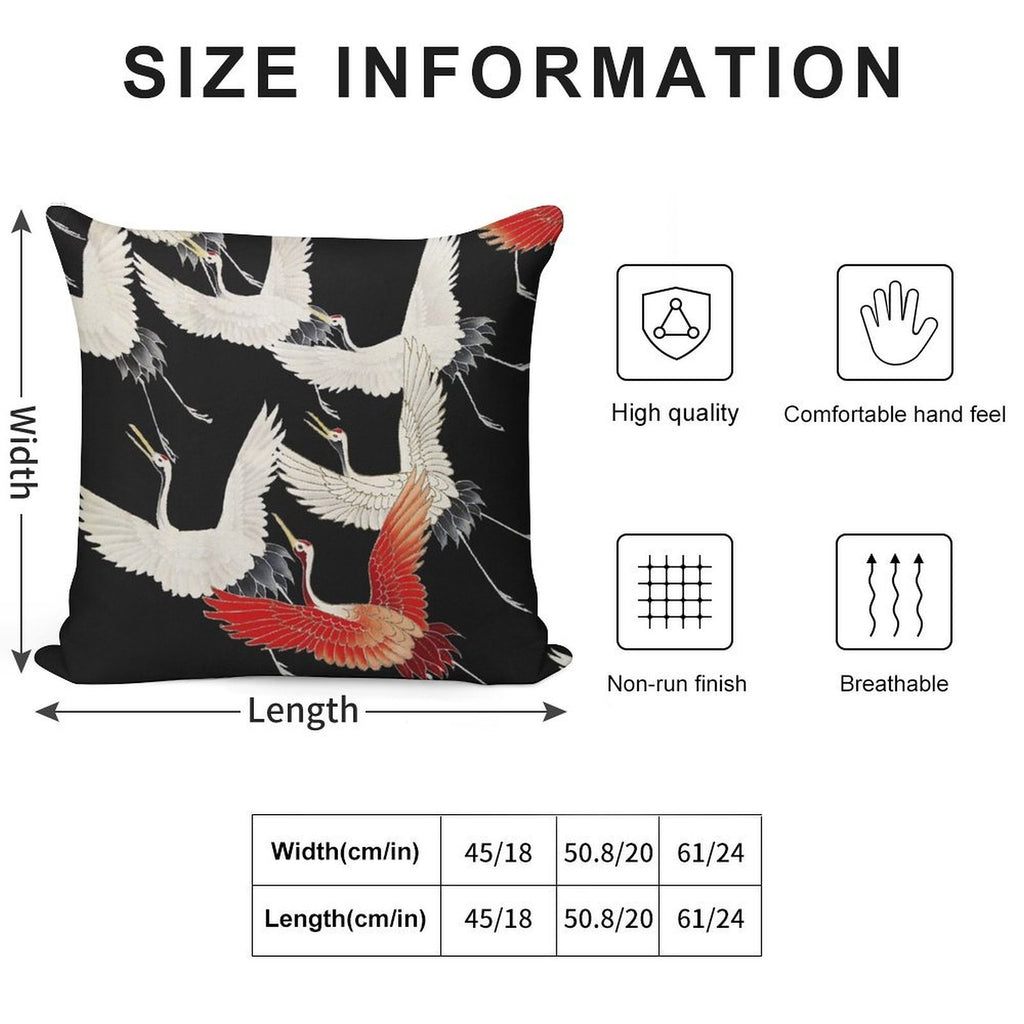 Myriad Flying Cranes in A Furisode (1910–1920) Soft Shrink-Resistant Throw Pillow