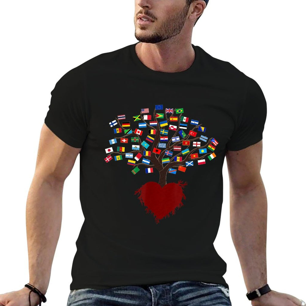 Heart Ands of The Countries of The World, Worlds  Wrinkle-resistant T-Shirt