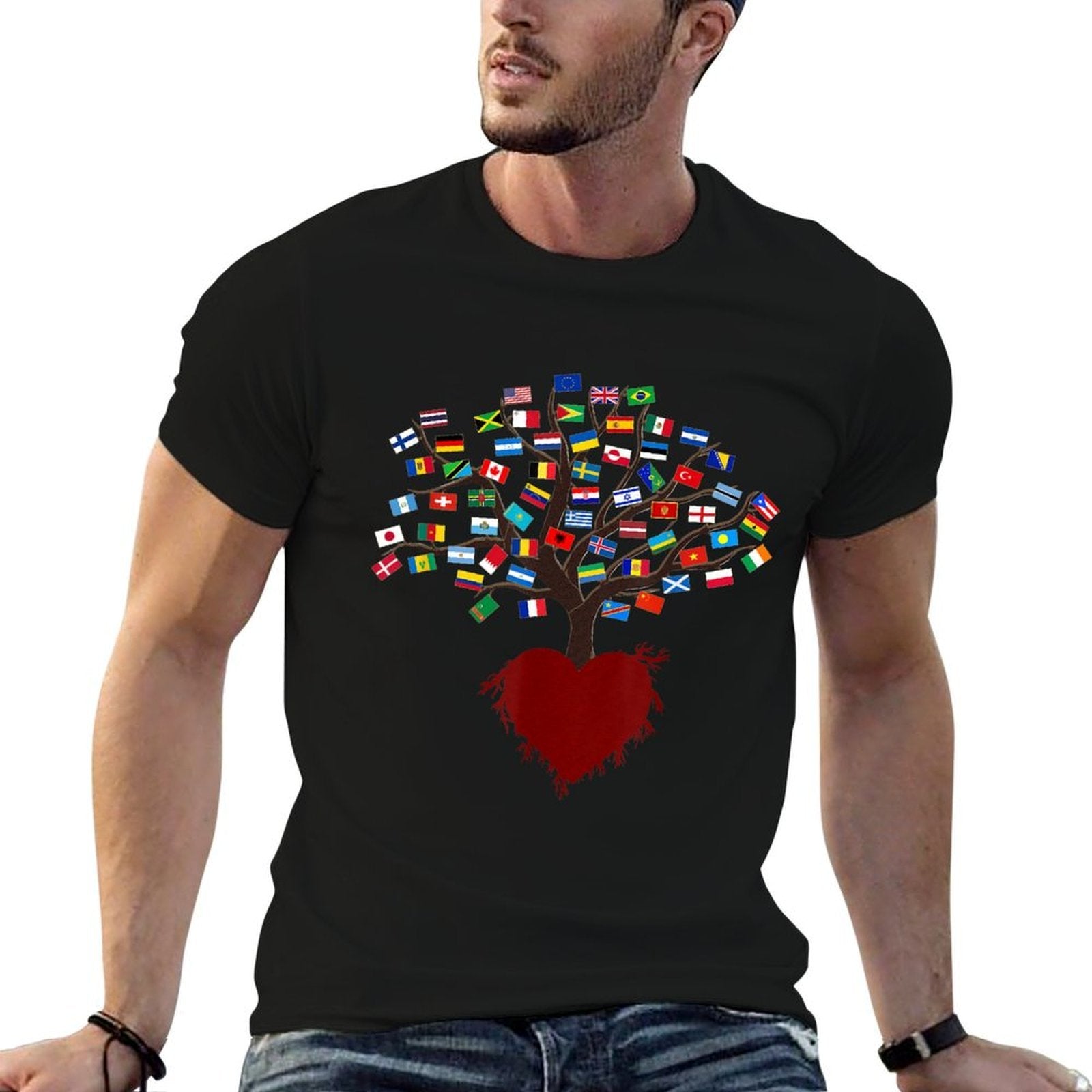 Heart Ands of The Countries of The World, Worlds  Wrinkle-resistant T-Shirt