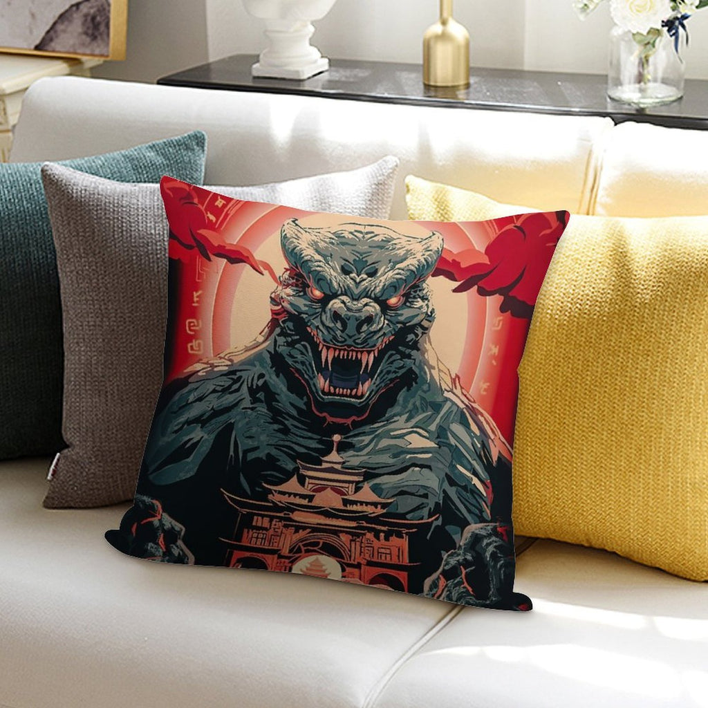 GODZILLA Soft Hidden Zipper Throw Pillow