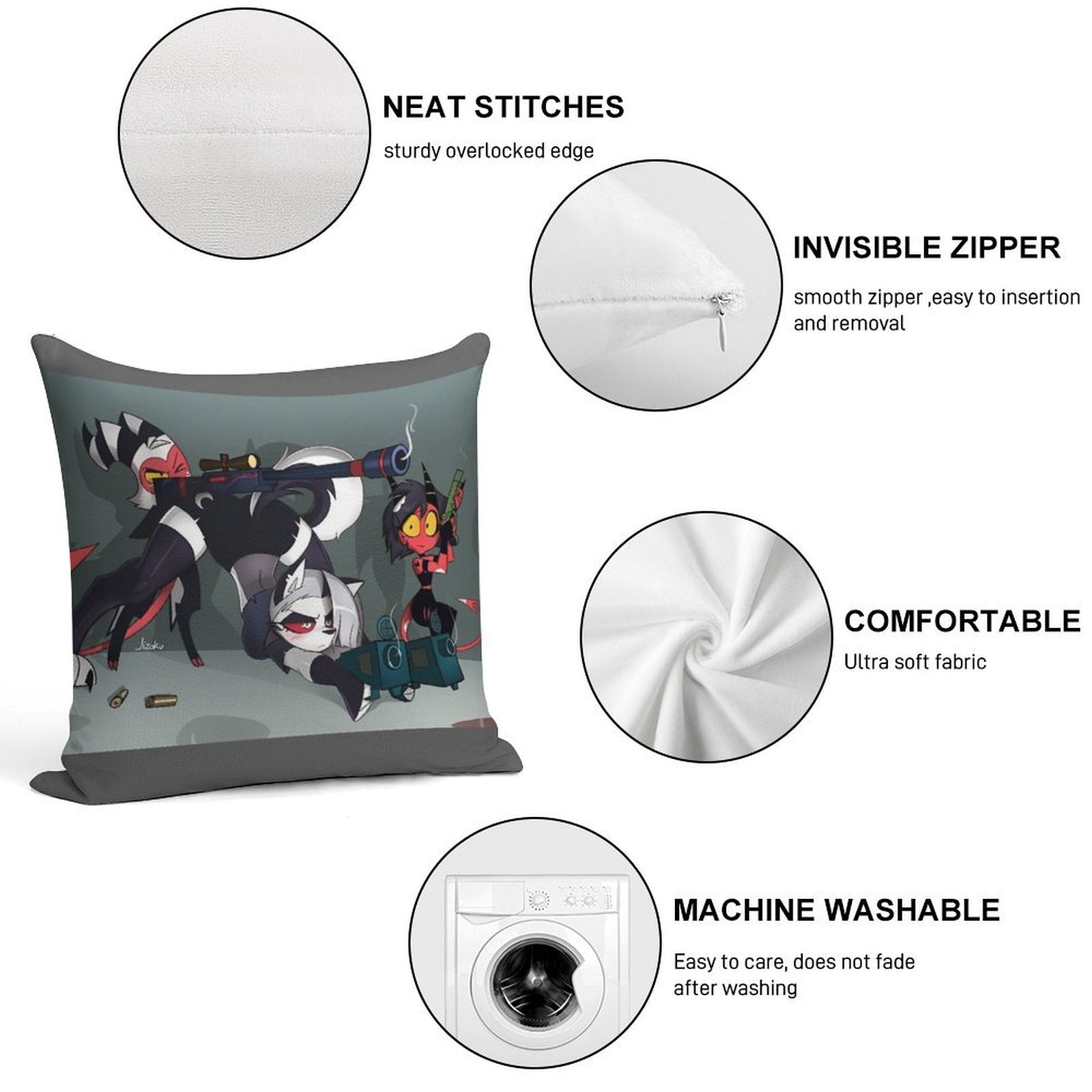 Bang! - Loona X Moxxie Soft Washable Throw Pillow