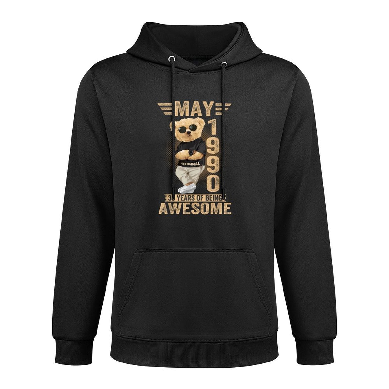 May 35th Birthday Men Women 1990 Awesome Teddy Bear Layering Staple Hoodie
