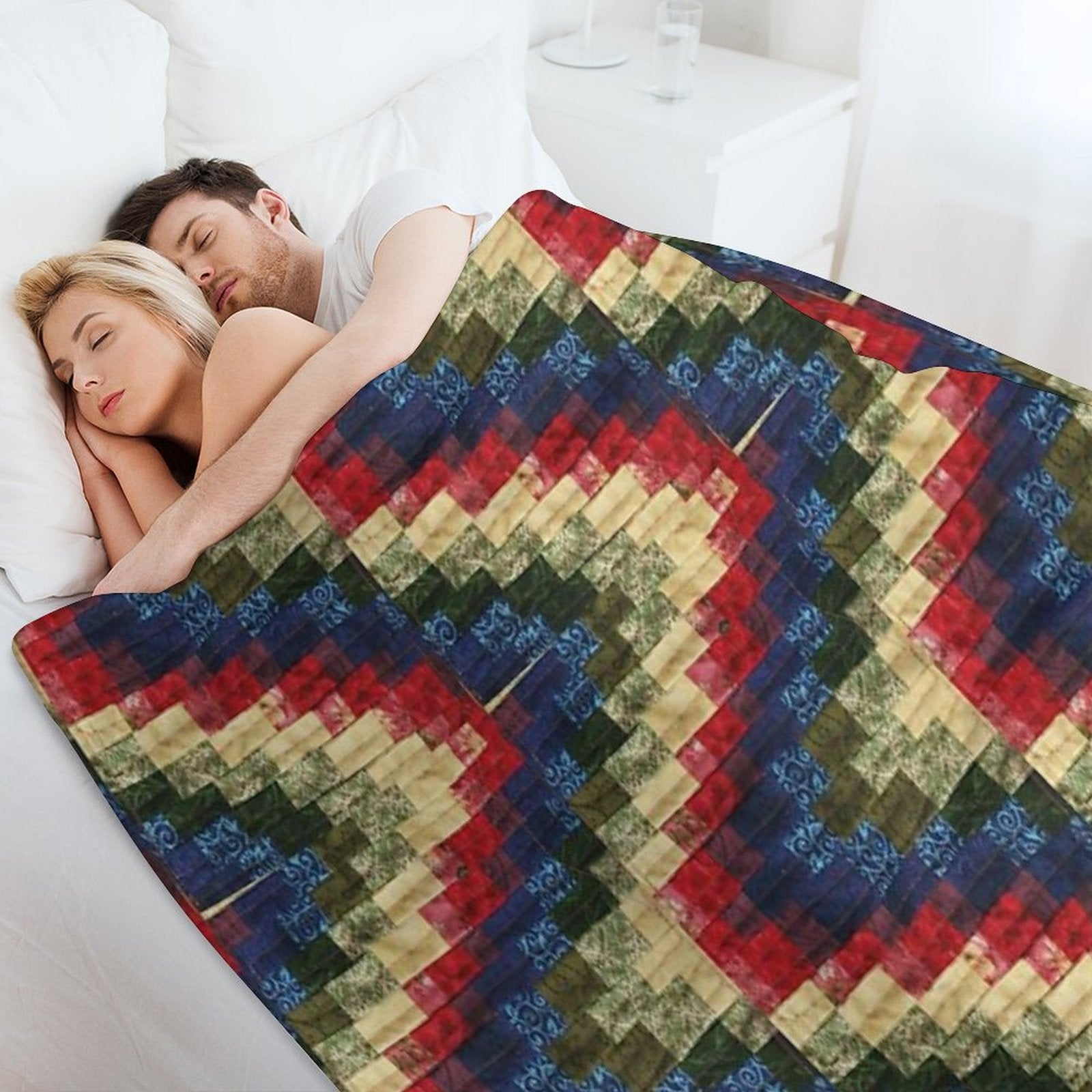 Patchwork Bargello Quilt Block Photo Anti-pilling Throw Blanket