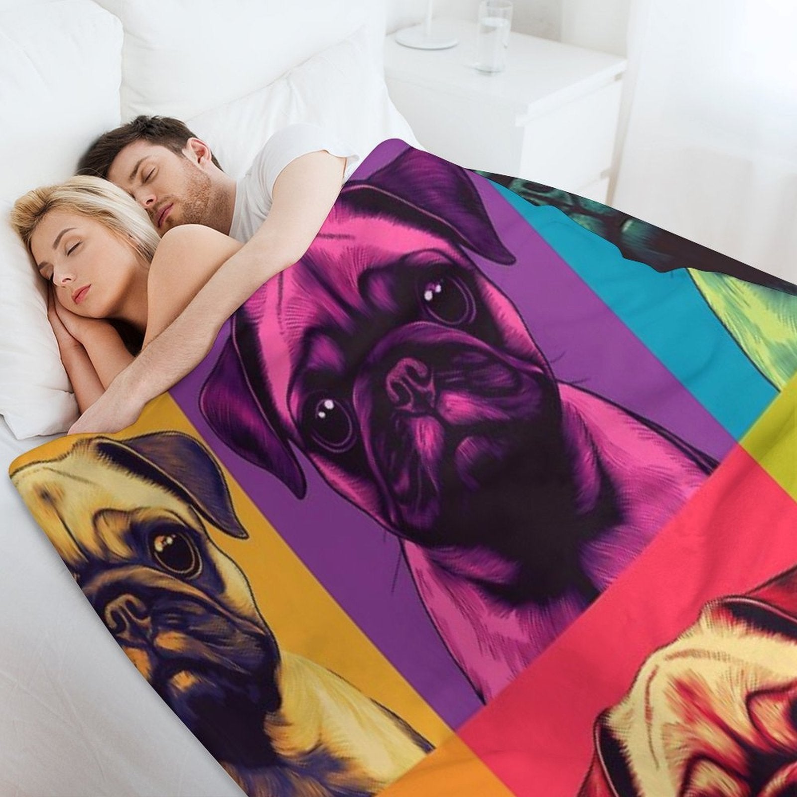 Pug II  -  Pop Art Machine-washable Throw Blanket