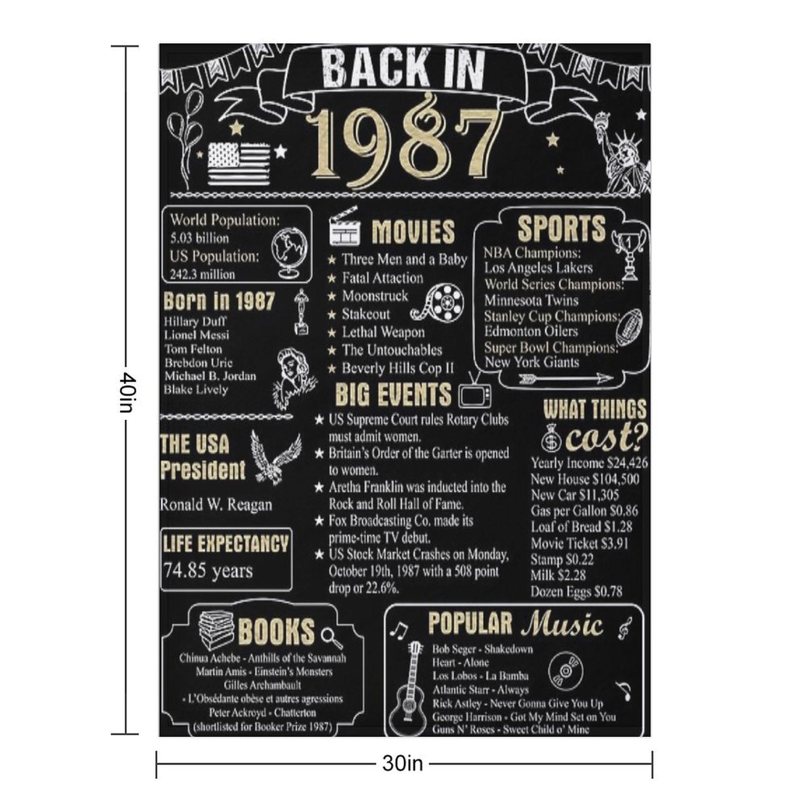 Birthday Anniversary 1987 History Back in 1987 Comfort Throw Blanket