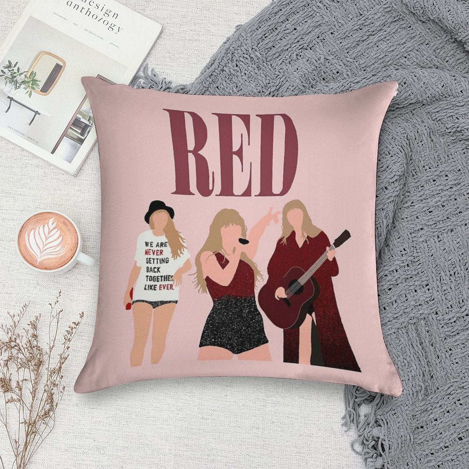Taylor Swift Red Eras Tour Art Soft Bedroom Essential Throw Pillow