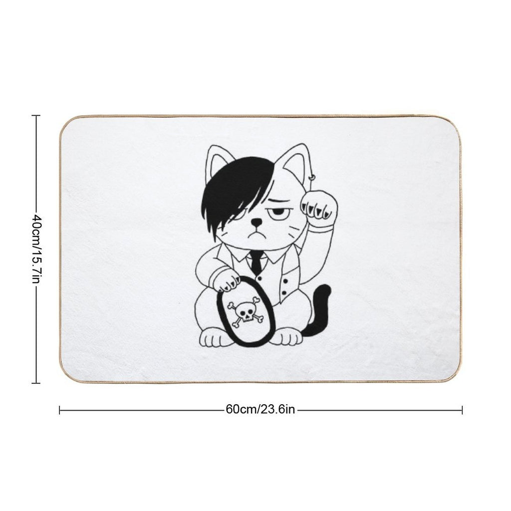 Emo Maneki Neko Skull  Fade-Resistant Bath Mat