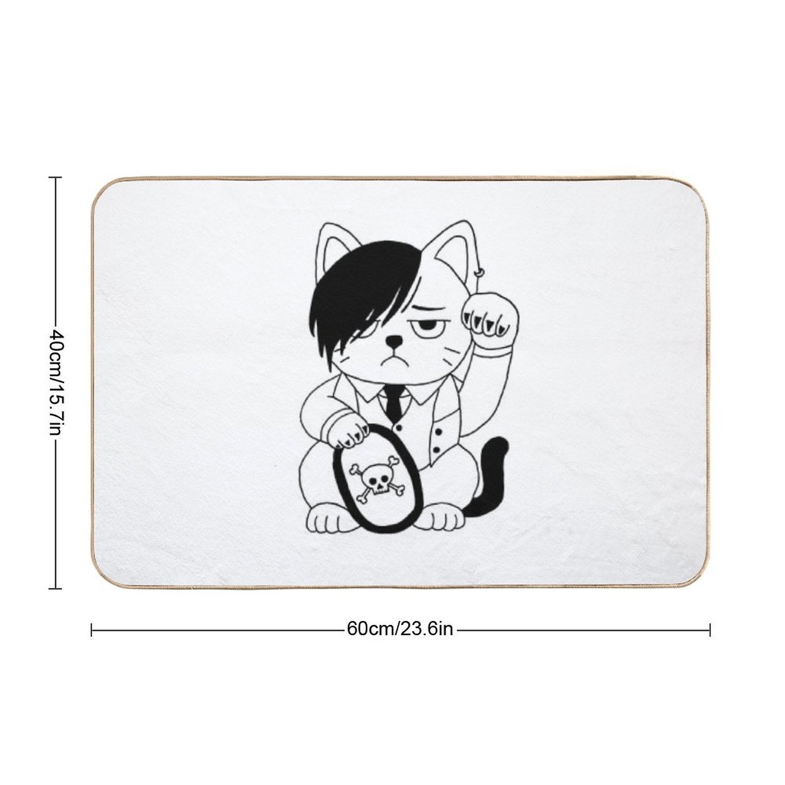 Emo Maneki Neko Skull  Fade-Resistant Bath Mat