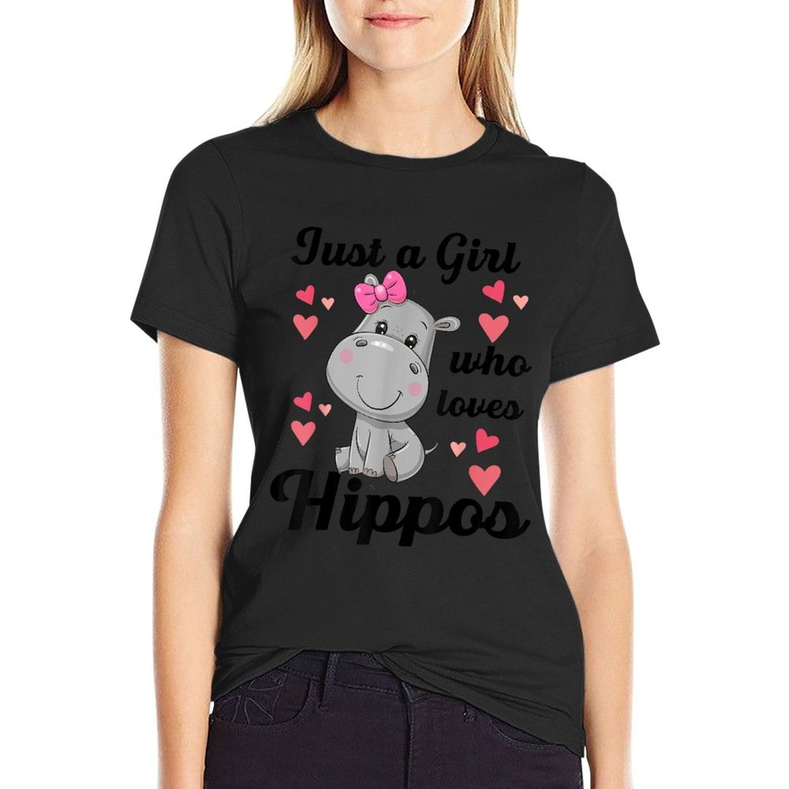 Cute Hippo-Shirt Just A Girl Who Loves Hippo Kids Toddler  Fade-proof Color T-Shirt