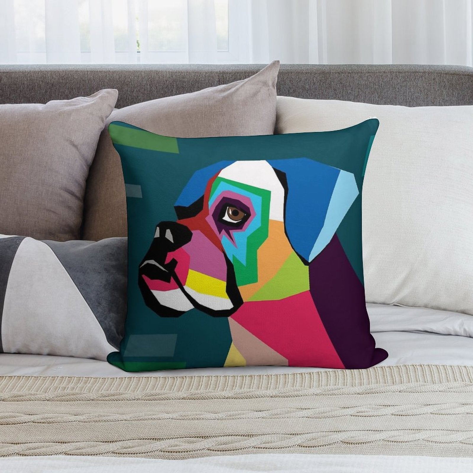 Boxer Soft Short Plush Fabric Throw Pillow