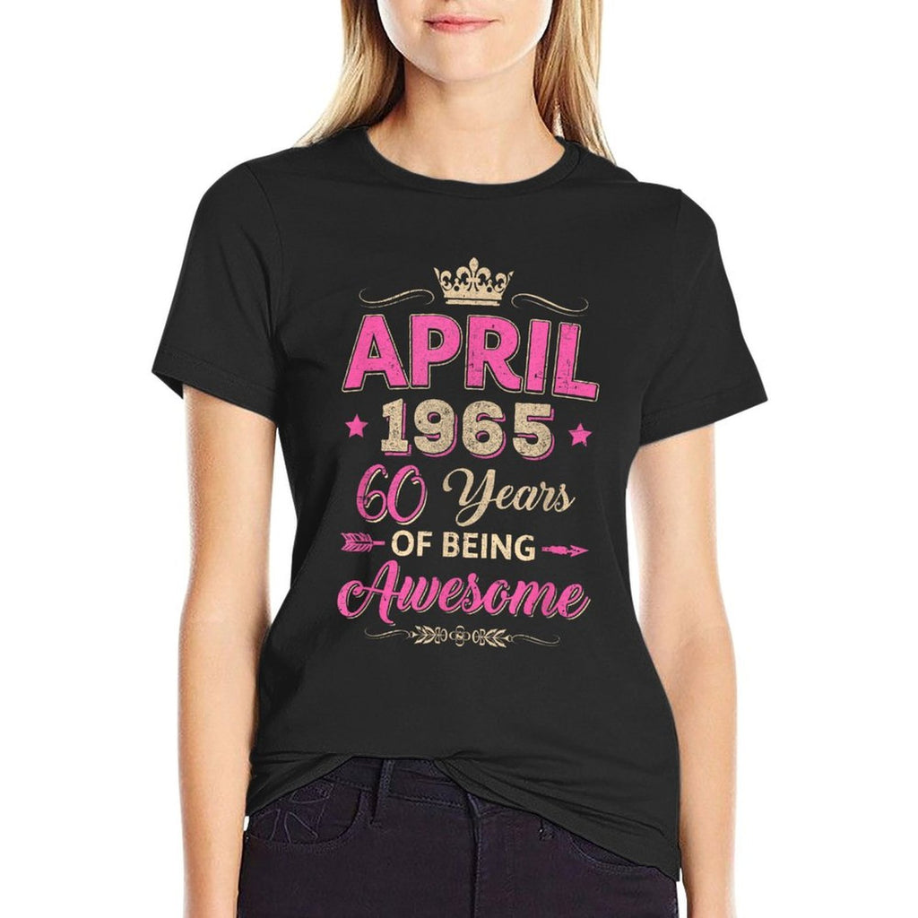 April 1965 60 Years Of Being Awesome Retro 60Th Birthday  Trendy Pattern T-Shirt