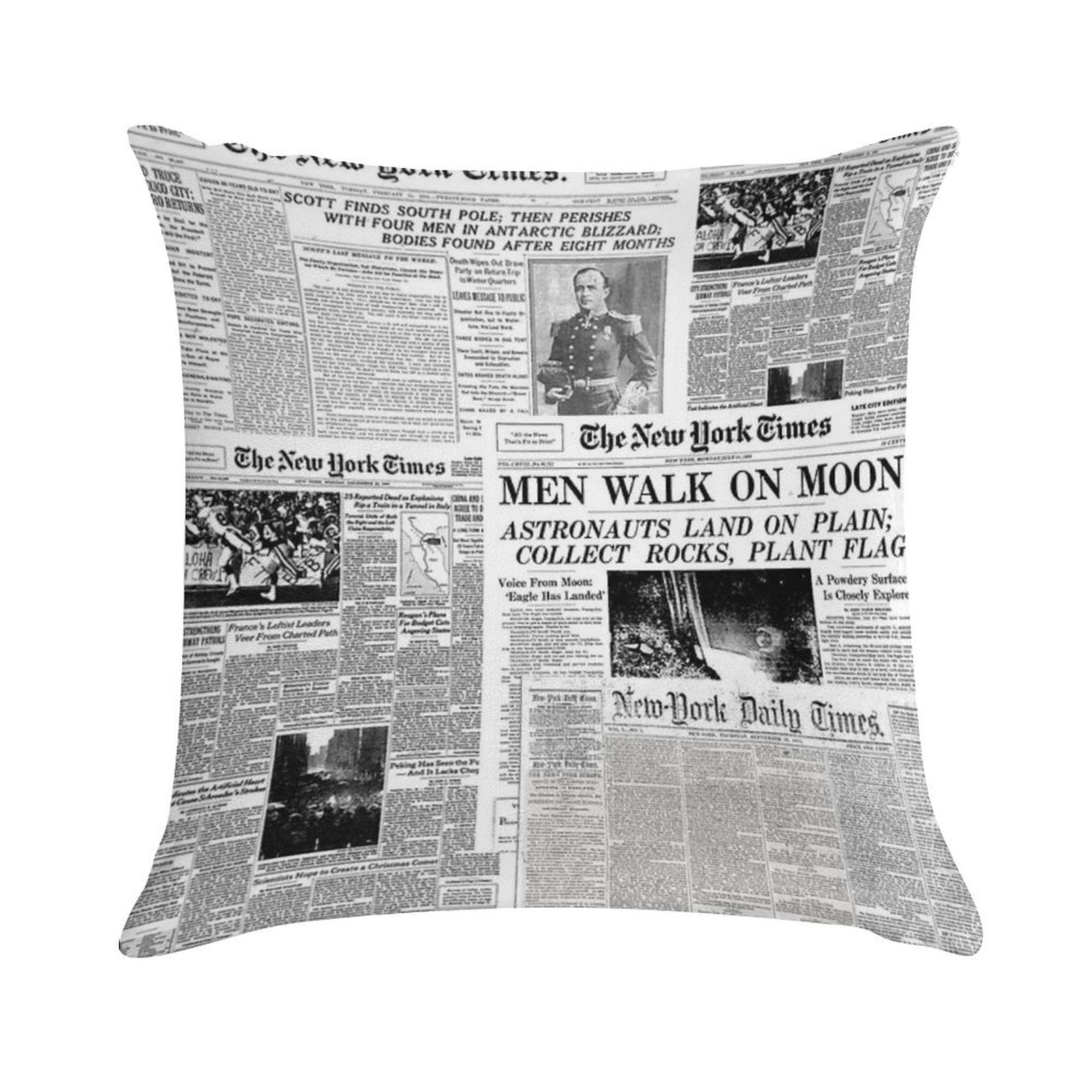 Newspaper Print [white] Soft Skin-Friendly Throw Pillow