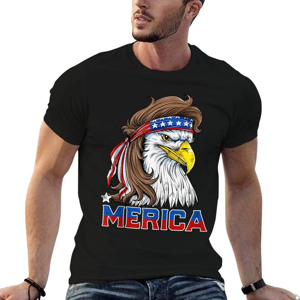 Merica Eagle Mullet 4th of July Men Women American USA  Relaxed-fit T-Shirt