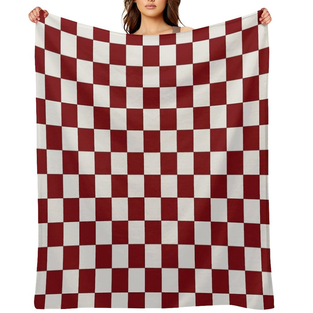 Checkerboard Cherry & Cream Machine-washable Throw Blanket