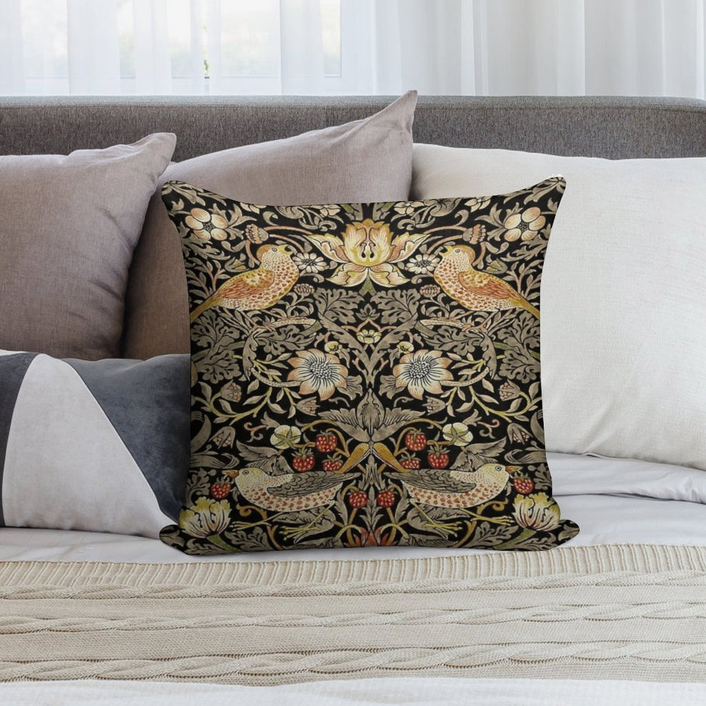William Morris- Strawberry Thief Design Soft Reinforced Edging Throw Pillow
