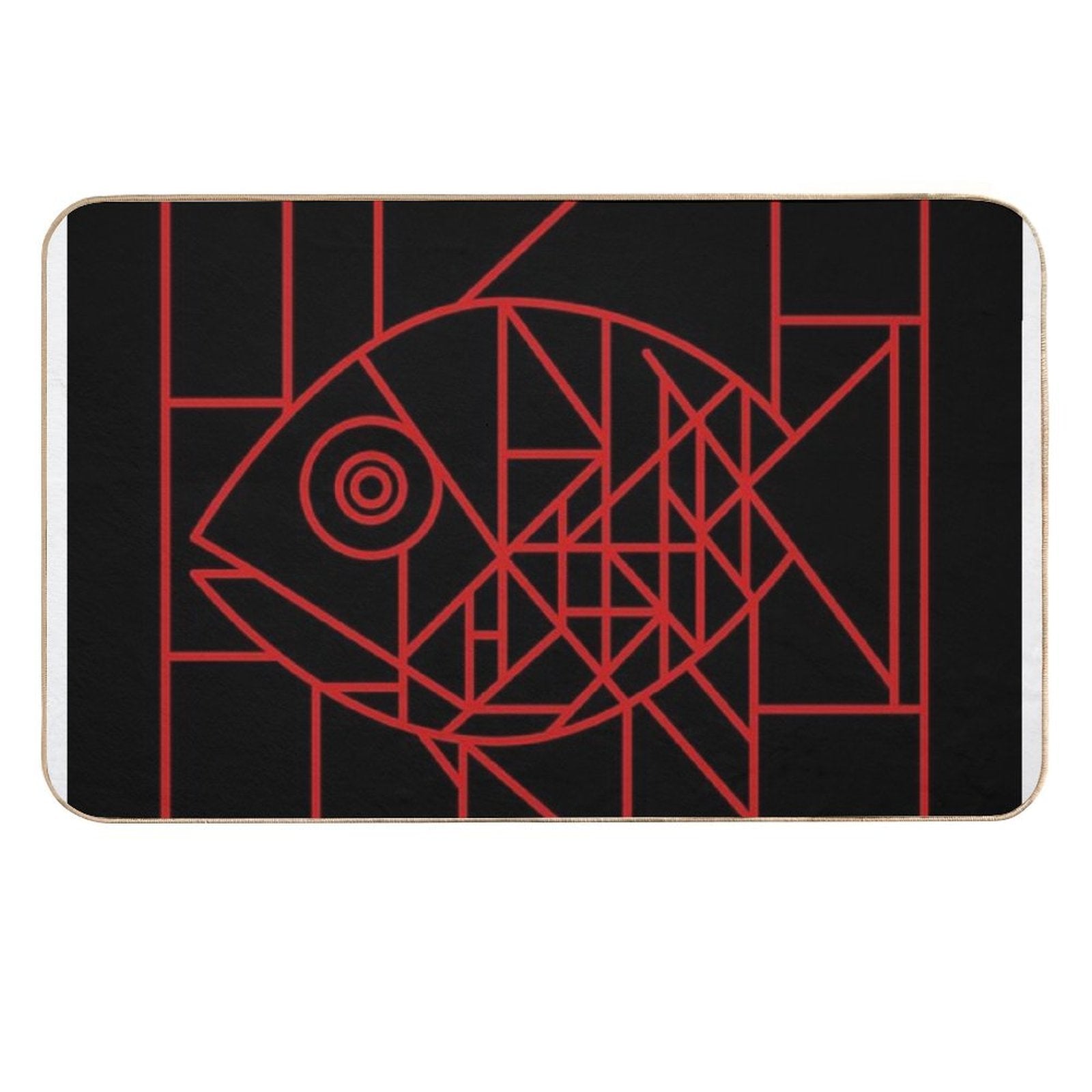 Fish in Red Lines  Eco-Friendly Bath Mat
