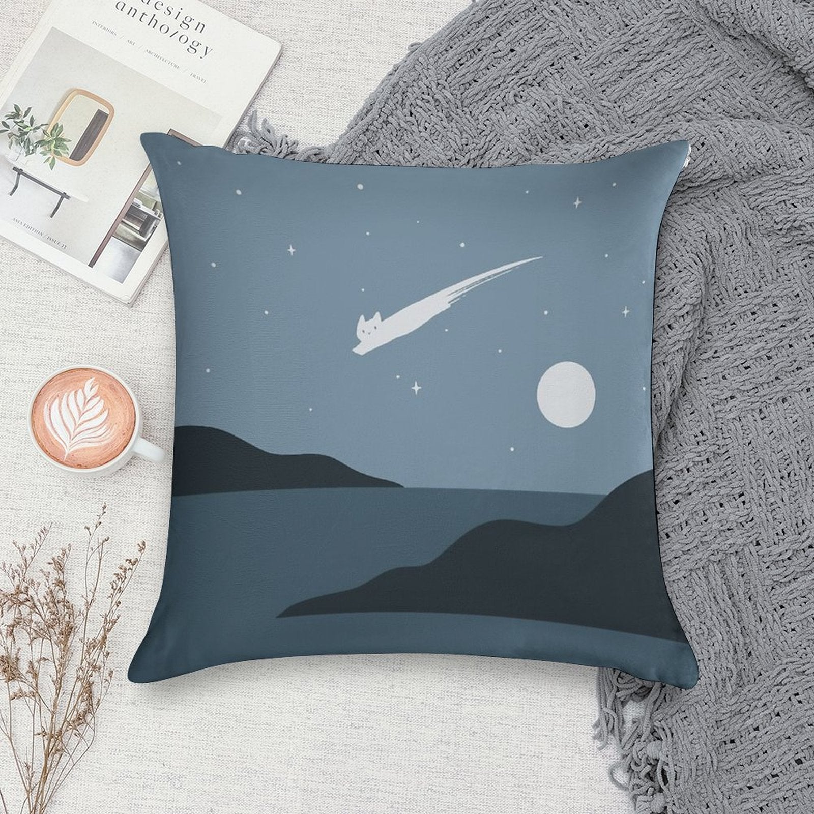 Cat Landscape 43 Soft Durable Construction Throw Pillow