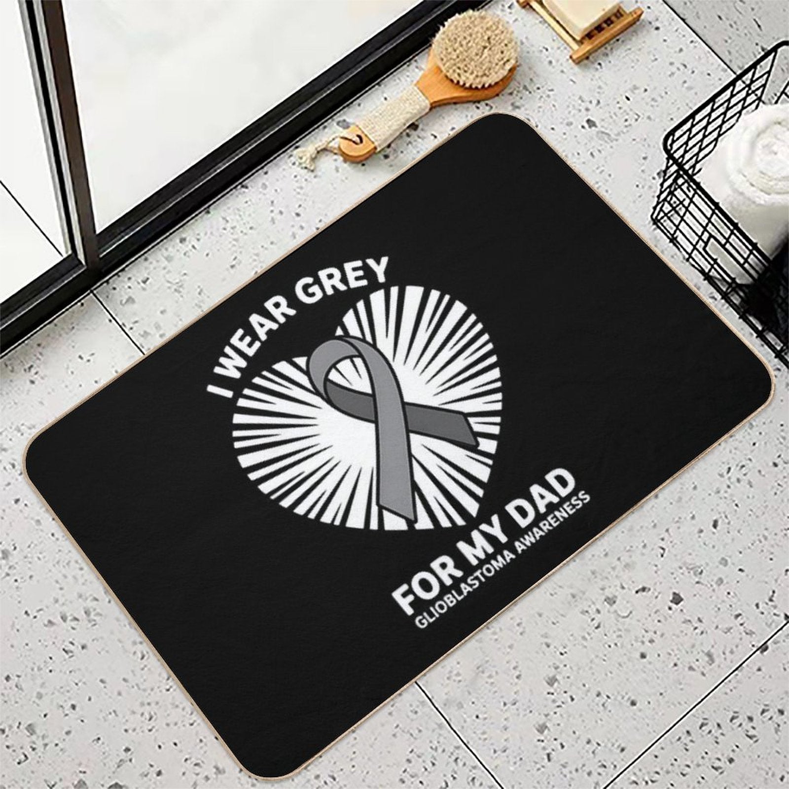 1I Wear Grey For My Dad GBM Glioblastoma Awareness  Pet-Safe Bath Mat