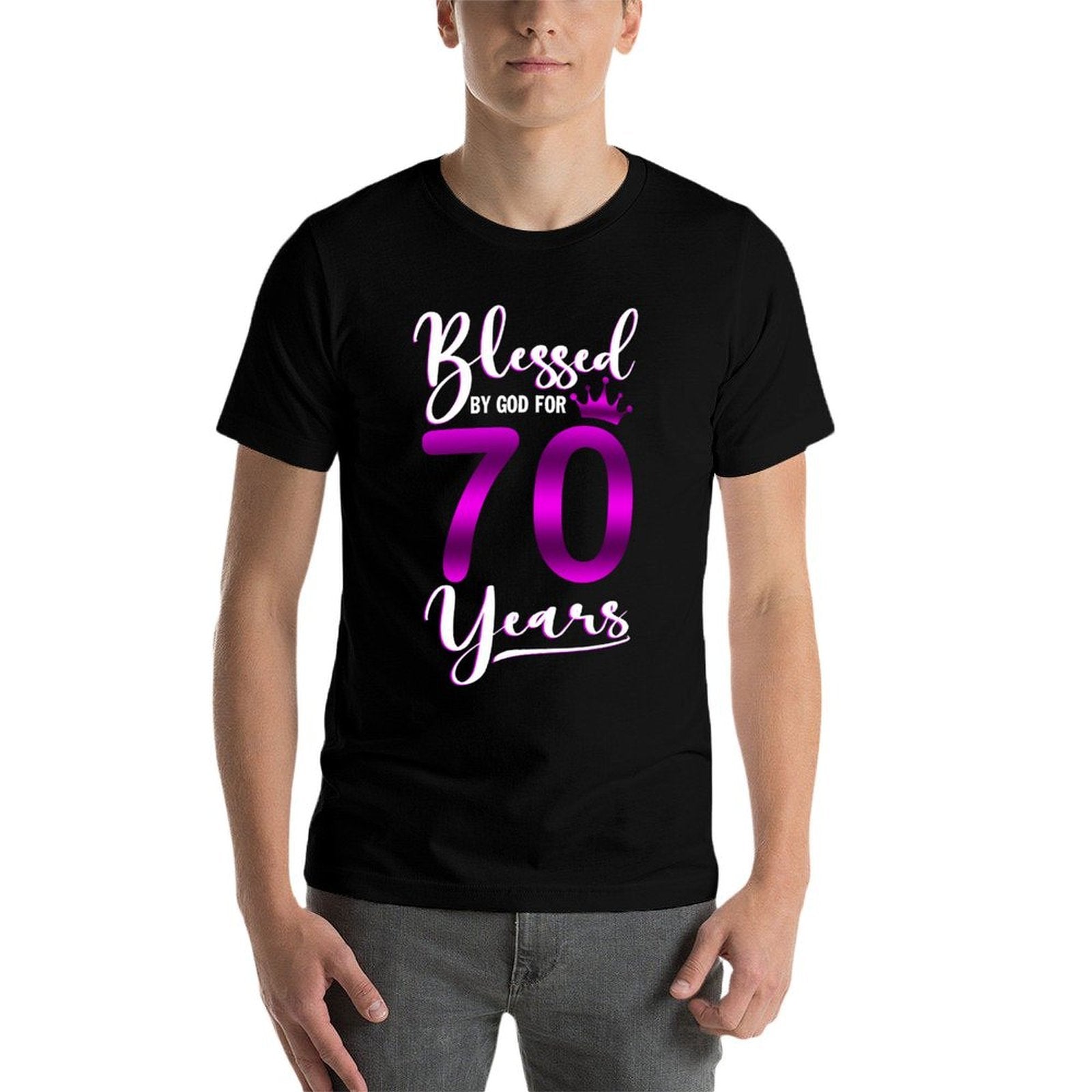 Vintage Blessed by God For 70 Years Old Happy 70th Birthday  Easy-care T-Shirt