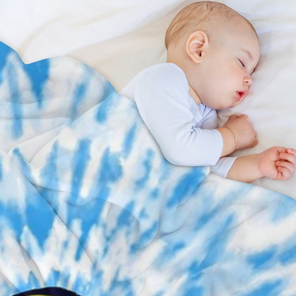 Moody Light Blue Tie Dye Smiley Face ) Comfort Throw Blanket
