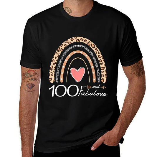 100 And Fabulous Boho Rainbow Funny 100th Birthday  Slim-fit Cut T-Shirt