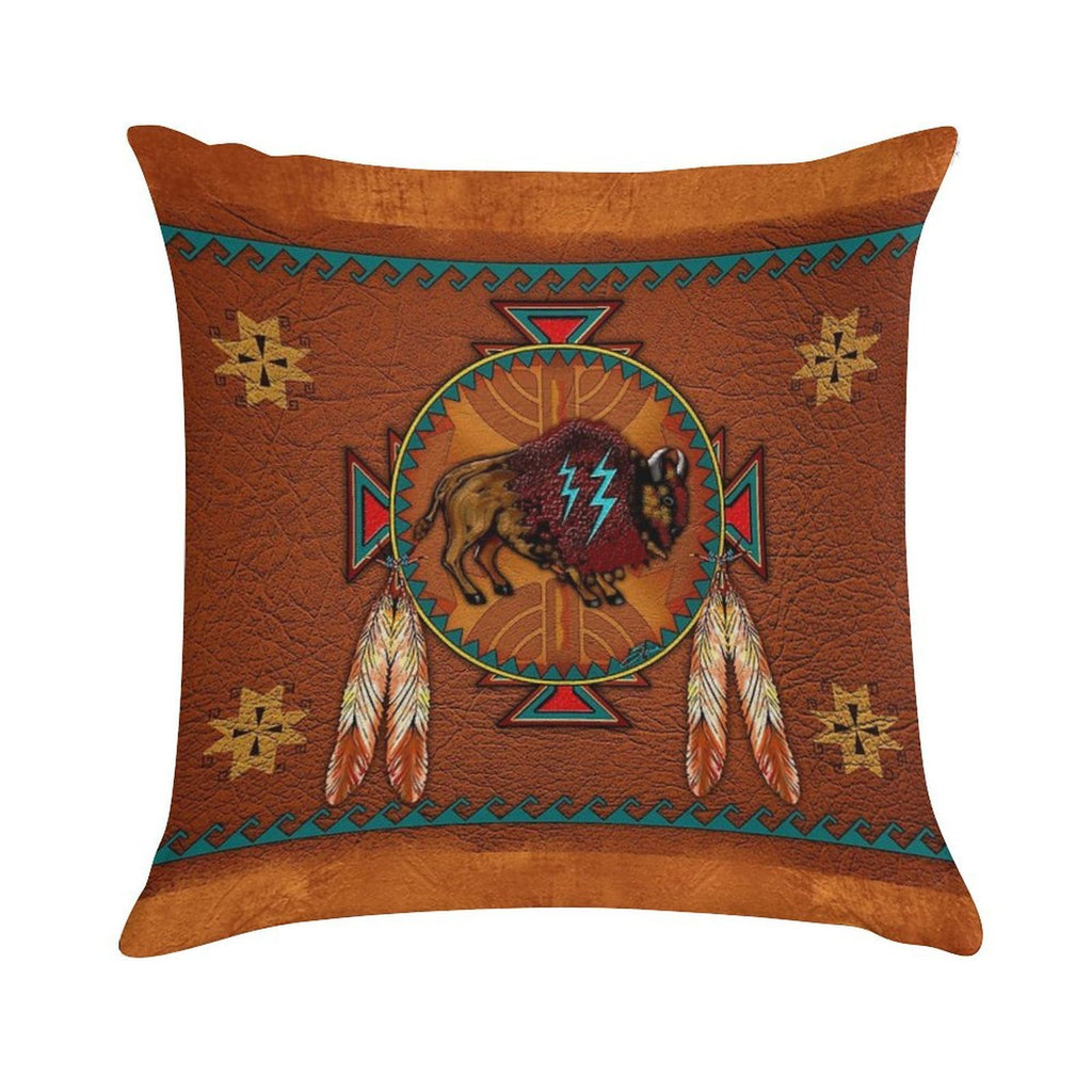 Buffalo Leather Soft Luxury Feel Throw Pillow