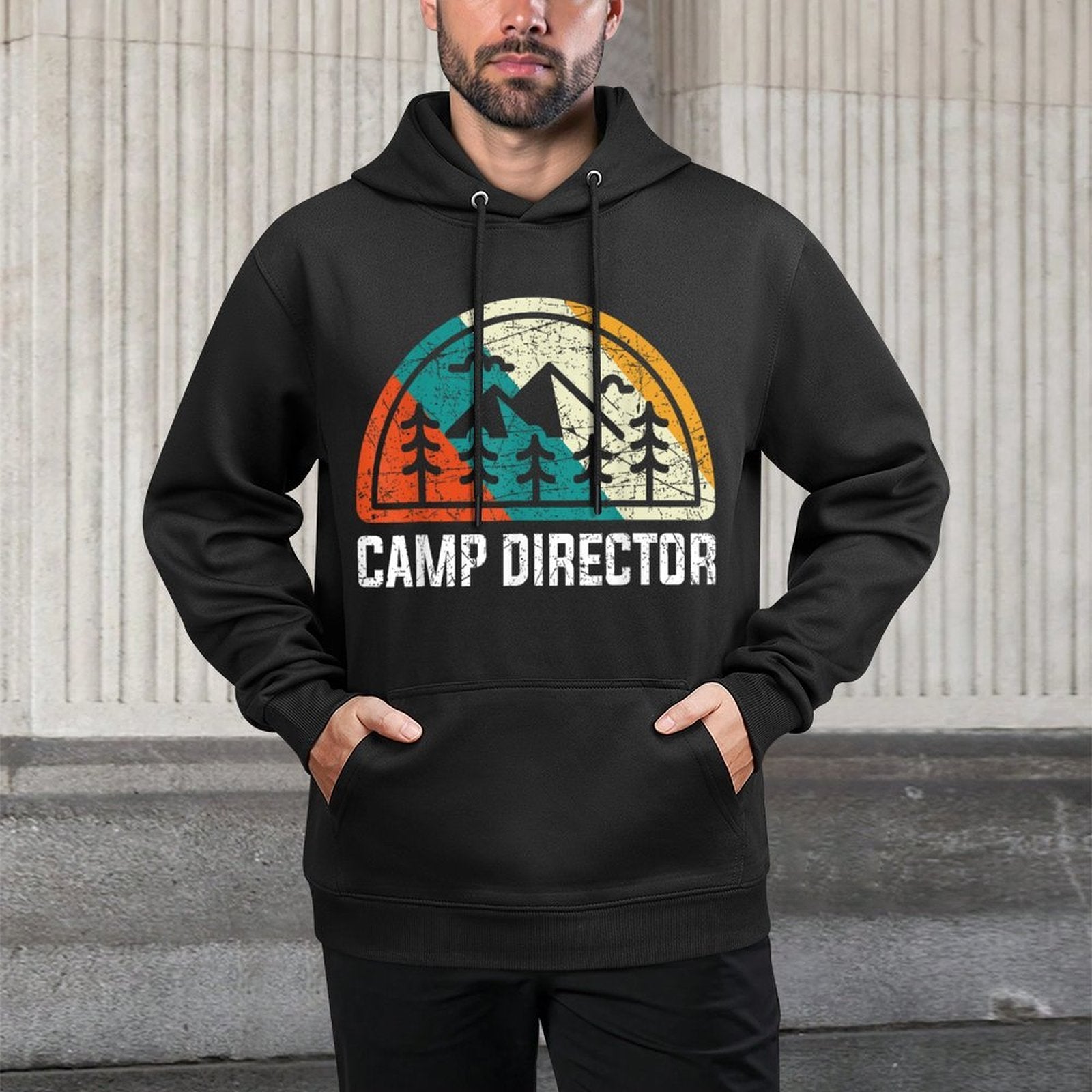 Camp Director - Retro Camping Vintage Graphic Minimalist Machine Washable Hoodie