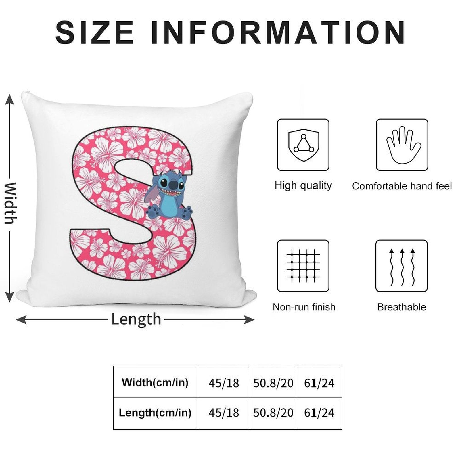 Lilo & Stitch Letter S Soft Washable Throw Pillow