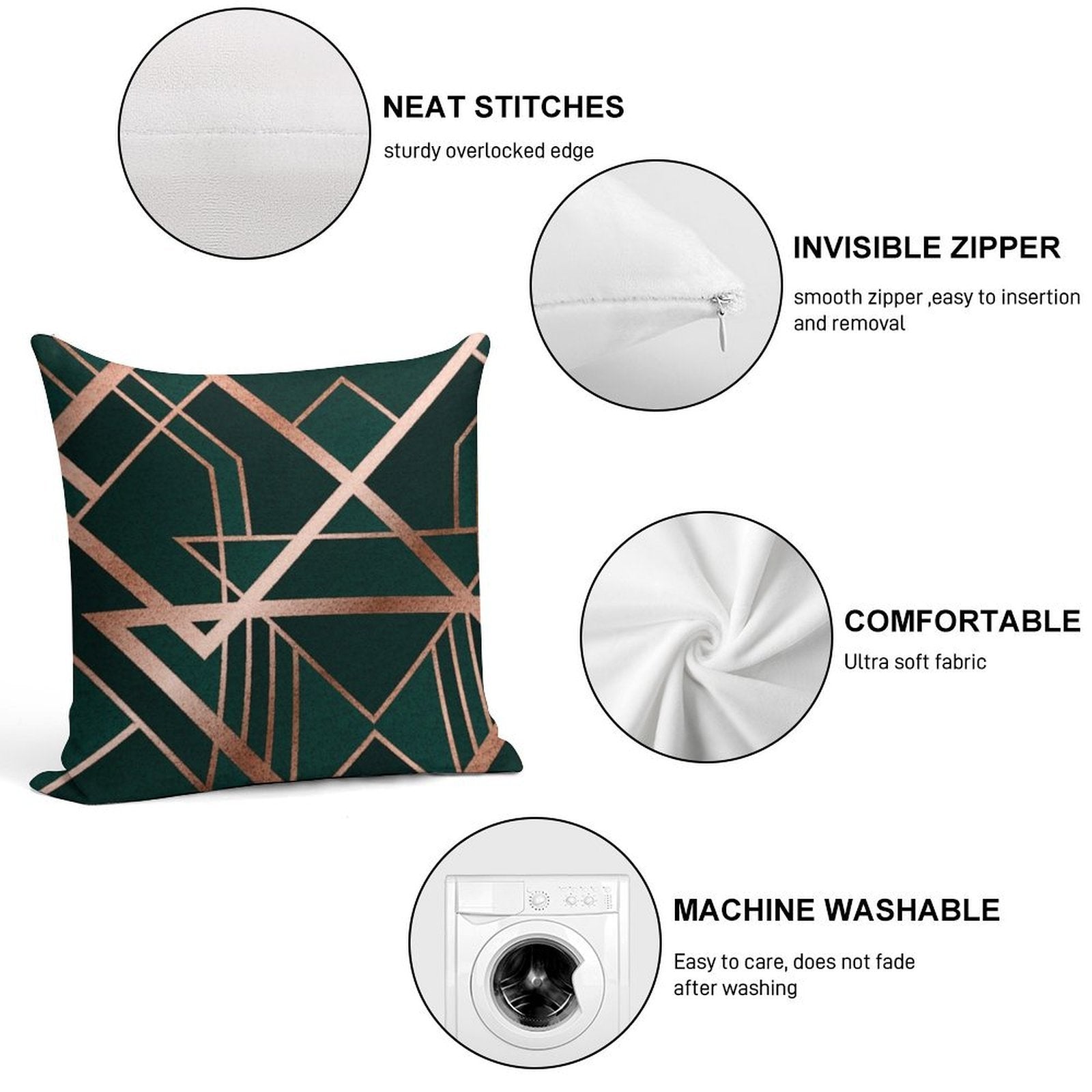 Green Art Deco Soft Multiple Sizes Throw Pillow