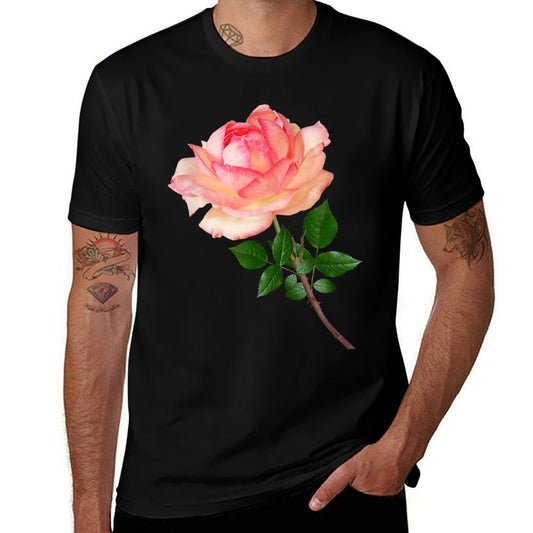 White And Pink Rose Morning Blush Botanical Flower  Easy-care T-Shirt
