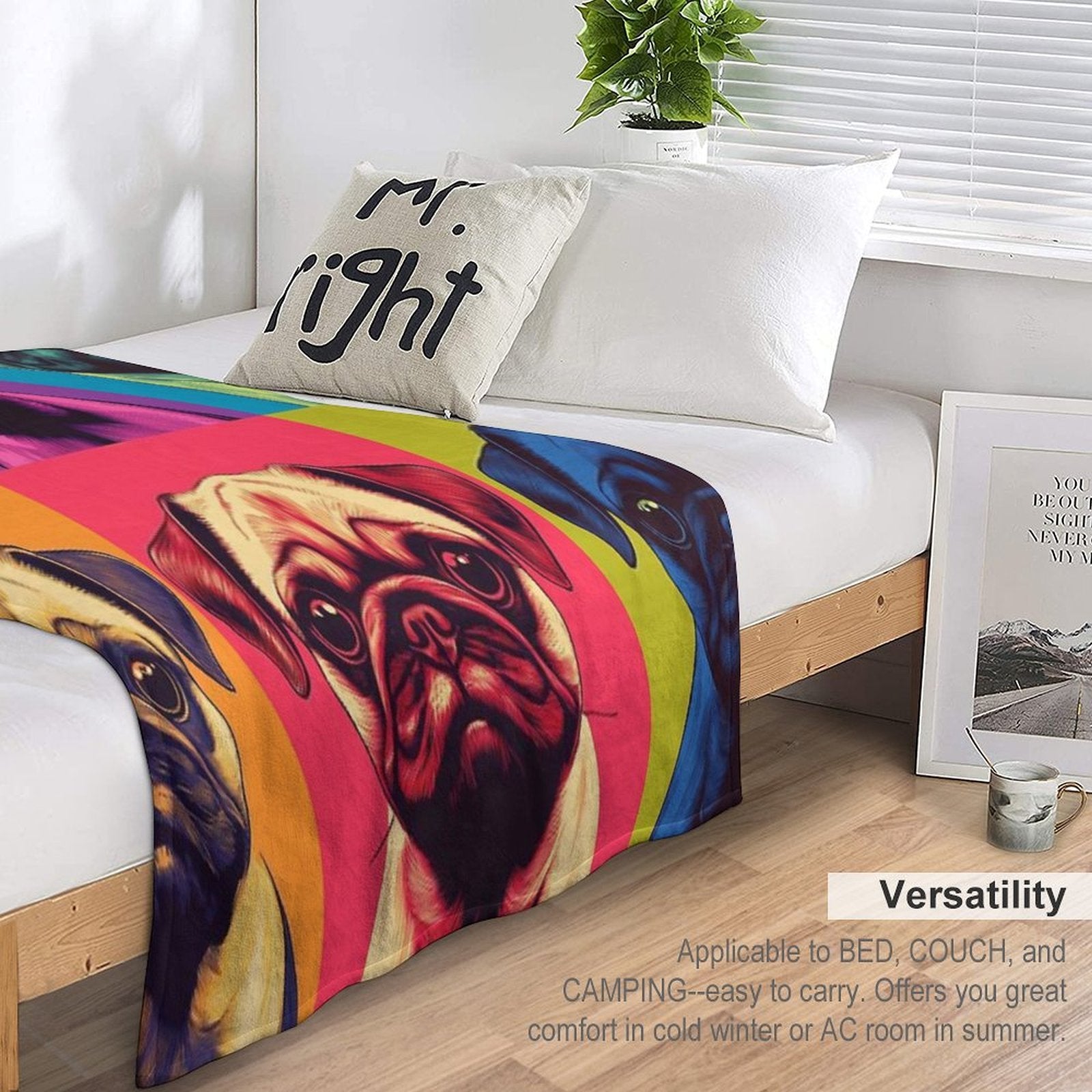 Pug II  -  Pop Art Machine-washable Throw Blanket