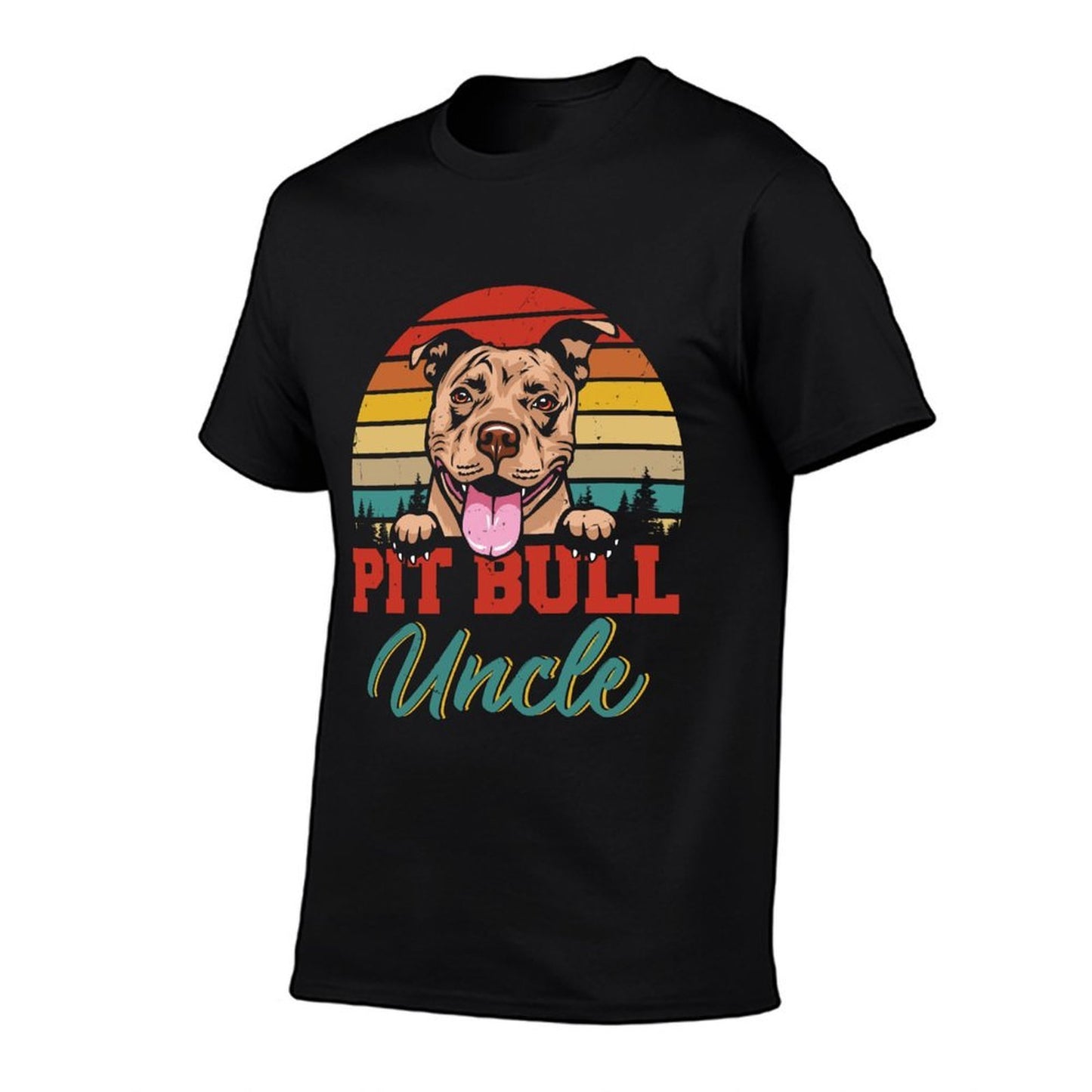 Vintage Retro Pit Bull Uncle Cool Fathers Day Dog Lover  Cotton T-Shirt