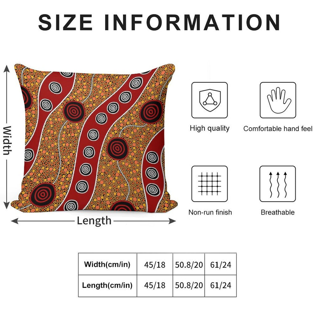 Authentic Aboriginal Art - Untitled Soft Shrink-Resistant Throw Pillow