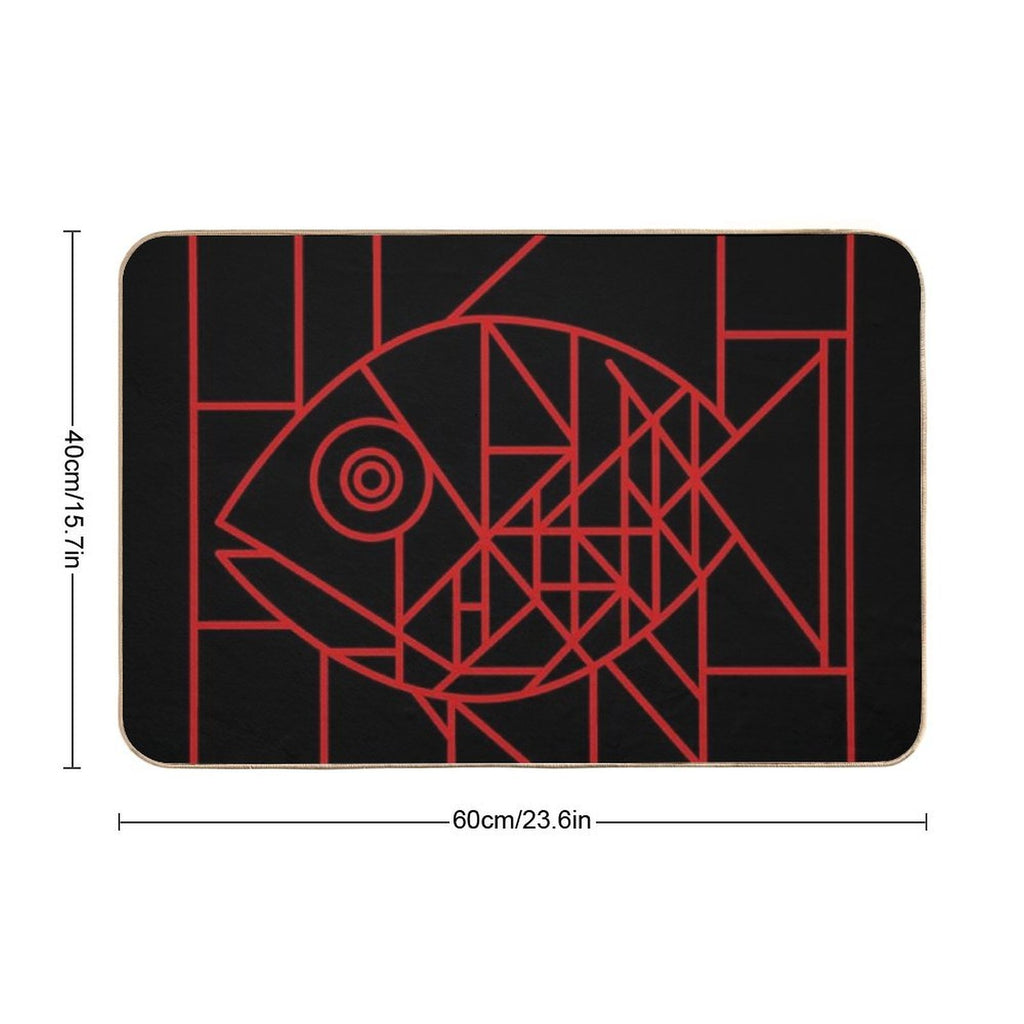 Fish in Red Lines  Eco-Friendly Bath Mat