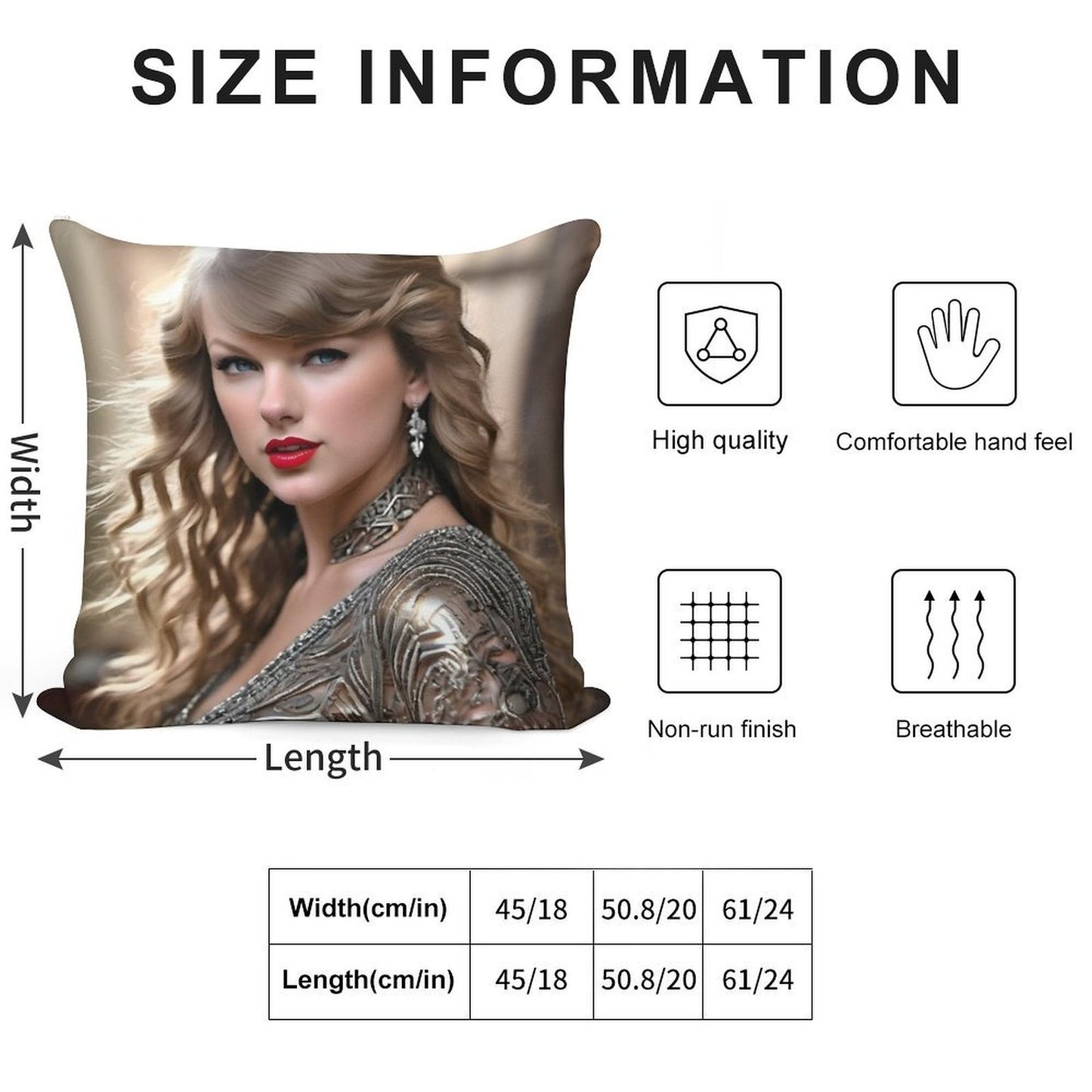 Taylor Swift Portrait V2 Soft Short Plush Fabric Throw Pillow